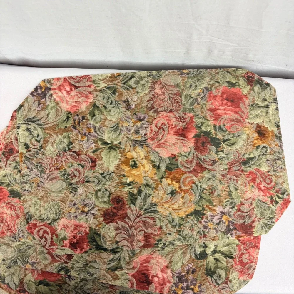 Vintage‎ Floral Tapestry Placemats Set of 6 Reversible Damask Rose Green Cream